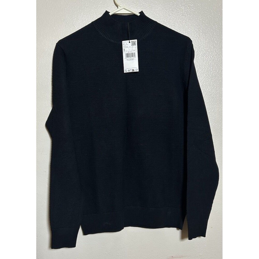 MNG By Mango Men’s Chunky Jersey  Sweater Size S Black Classic Pullover